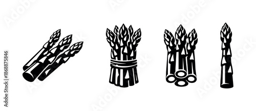 Asparagus vector icons set: fresh produce and vegetable graphics collection