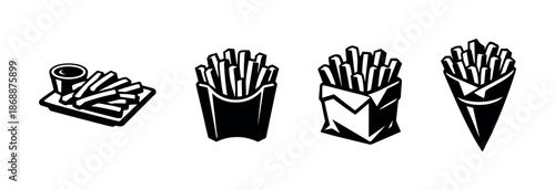 Fast food vector icons set. french fries and snack symbols for menus