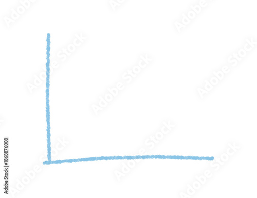 Hand drawn blue chalk graph chart and axis, created with rough stroke and line in a simple symbol element style. Illustration has soft texture, clean look, ideal as abstract diagram or finance