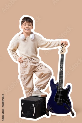 Cute boy with electric guit...