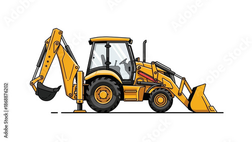 Yellow Backhoe Loader Heavy Machinery Equipment.