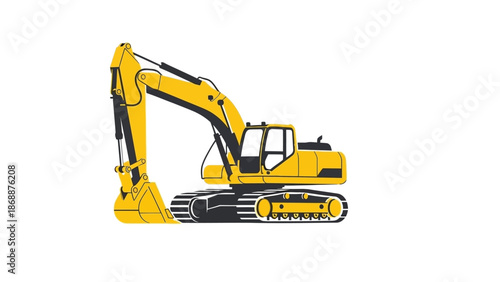 Yellow Excavator Heavy Machinery Construction Equipment.