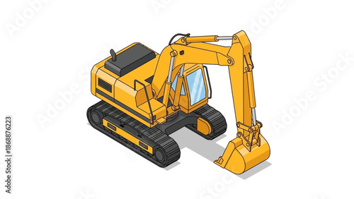 Yellow Excavator Heavy Machinery Equipment.