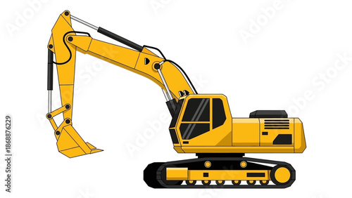 Yellow Excavator Heavy Machinery Construction Equipment.