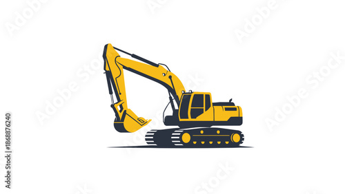 Yellow Excavator Heavy Machinery Equipment.