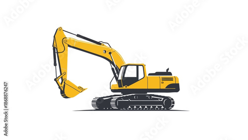 Yellow Excavator Heavy Machinery Equipment.