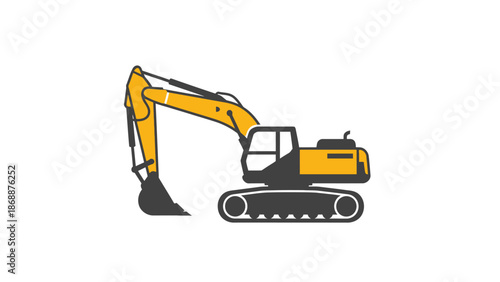Yellow Excavator Machine Heavy Equipment.