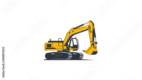 Yellow Excavator Machine Heavy Equipment.