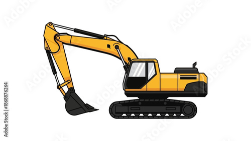 Yellow Excavator Machine Heavy Equipment.