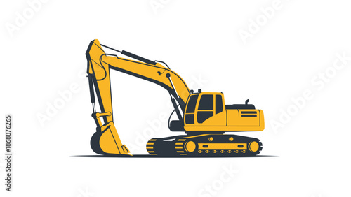 Yellow Excavator Machine Heavy Equipment.
