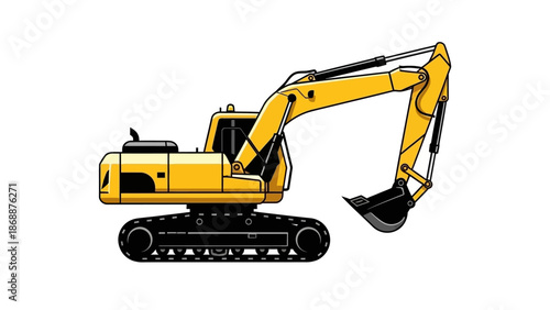 Yellow Excavator Machine Heavy Equipment.