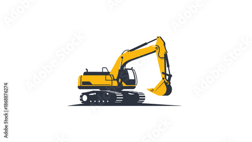 Yellow Excavator Machine Heavy Equipment.