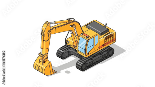 Yellow Excavator Machine Heavy Equipment.