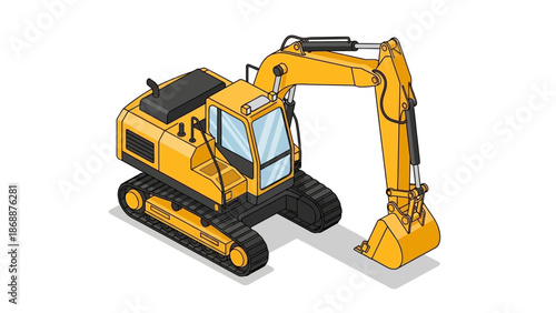 Yellow Excavator Machine Heavy Equipment.