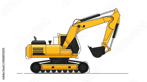 Yellow Excavator Machine Heavy Equipment.