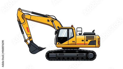 Yellow Excavator Machine Heavy Equipment.