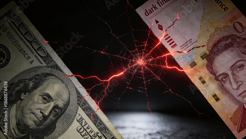 Fotografie Financial Crisis and Dark Web Concept