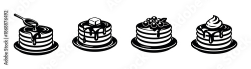Breakfast love vector icons set. pancakes, syrup, and brunch symbols