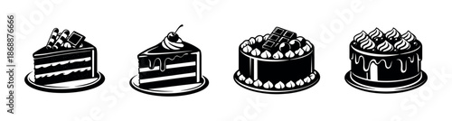Bakery and desserts vector icons set. sweet treats and pastry symbols
