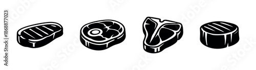 Meat and butchery vector icons set. steak and protein symbols