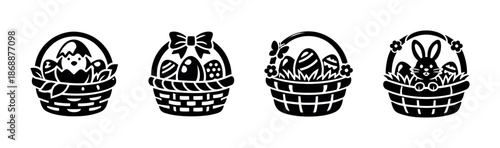 Easter celebrations vector icons set: holiday, spring symbols collection