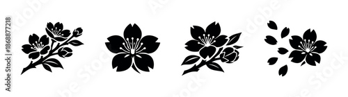 Floral art vector icons set. decorative nature and botanical symbols