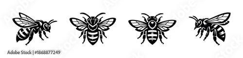 Bee and honey vector icons set: insect symbols and nature designs