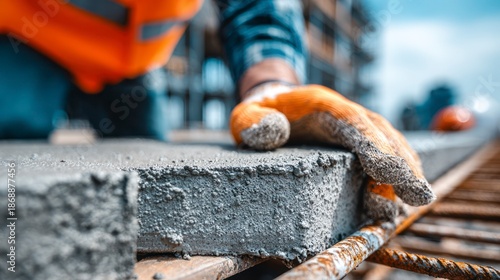 Diligence in development a faceless engineer checks the foundation of a house mockup with utmost attention