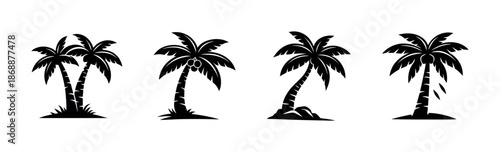 Palm tree vector icons set for nature and tropical designs