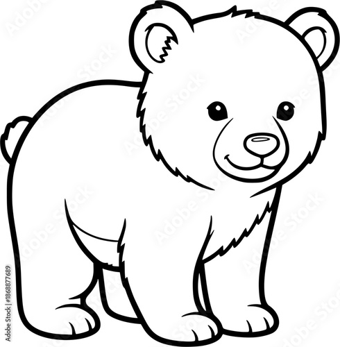 Adorable bear cub outline drawing for kids coloring activities
