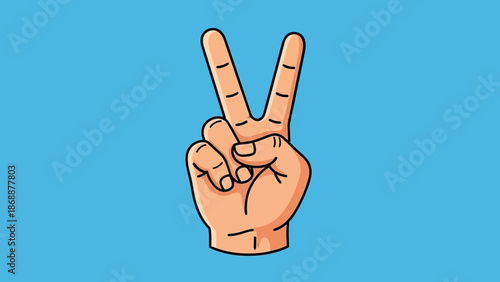 Hand showing peace sign or victory gesture with two fingers up.