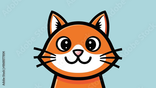 Adorable orange cat with big eyes and a sweet smile.