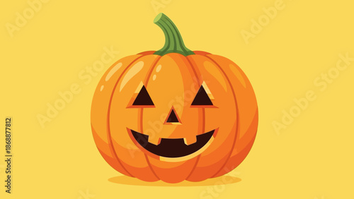 Smiling Jack-o-Lantern with Carved Features for Halloween Celebration.
