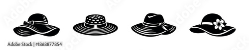 Fashion hats vector icons set. stylish headwear and accessory symbols