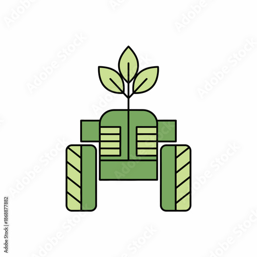Sustainable Agricultural Vehicle Icon with Plant Sprout