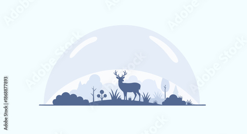 Deer Silhouette in a Protective Glass Dome Environment