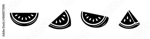 Fruit and food vector icons set: citrus slices and food design symbols