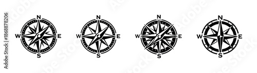 Navigation vector icons set. compass, direction, explorer symbols