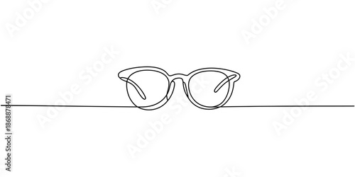 A minimalist line drawing of a pair of glasses on a plain background