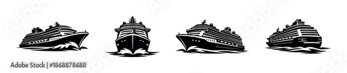 Cruise and ship vector icons set. nautical and maritime symbols