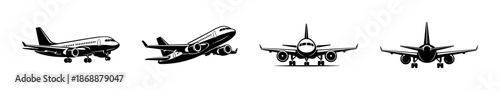 Airplane vector icons set. aviation and aircraft symbols for travel