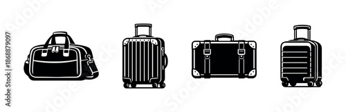 Luggage and travel vector icons set. suitcases and baggage symbols for trip design