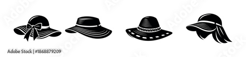 Fashion hats vector icons set: stylish headwear and accessory symbols