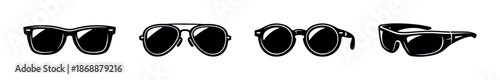 Sunglasses vector icons set. eyewear and fashion accessory symbols
