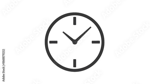 Vector illustration of a minimalist analog clock icon with simple hands on transparent background