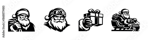 Christmas vector icons set. santa claus illustrations and holiday symbols