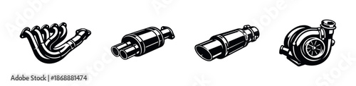 Automotive engineering vector icons set. car parts and vehicle components