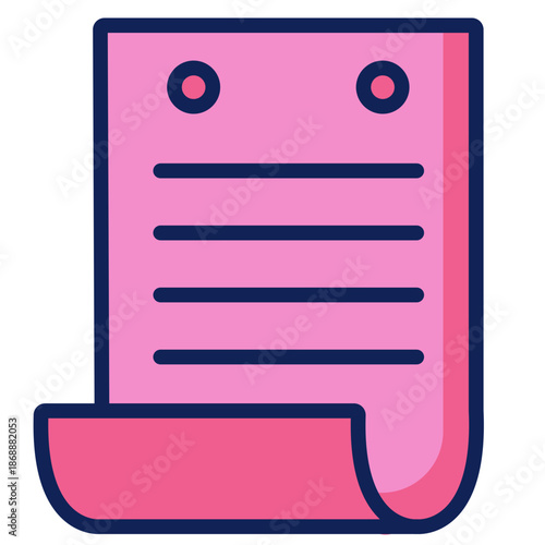 Hand drawn paper note illustration. Written message. Office school color