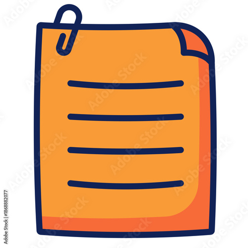 Hand drawn note paper illustration. Written reminder. Office communication color