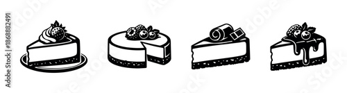 Dessert and cake vector icons set. bakery and sweet treats symbols